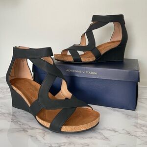 Adrienne Vittadini Tilden Black Wedge Sandal